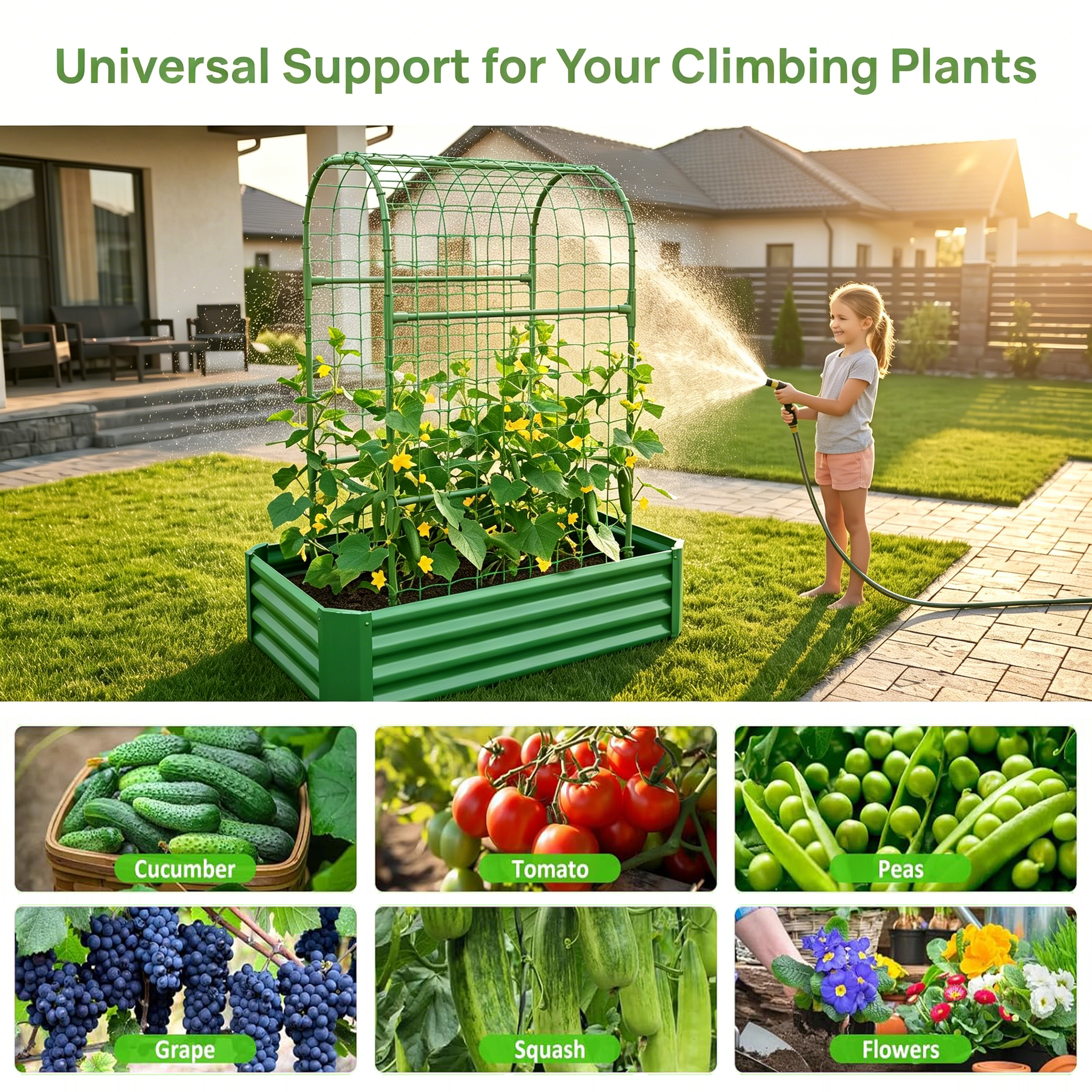 2-in-1 Raised Garden Bed with Trellis - 59" Tall Arch Planter by HouseOfZazla