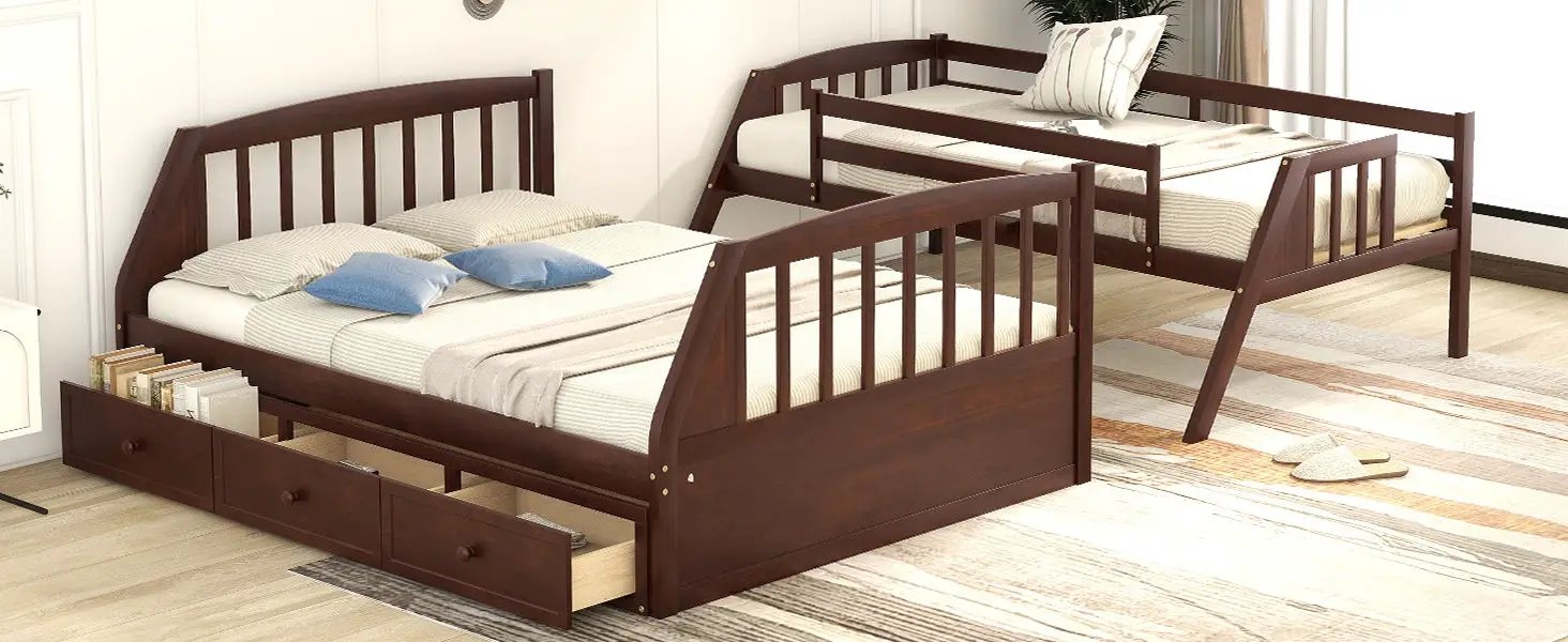 Bunk Bed With Drawers, Ladder And Storage Staircase by HouseOfZazla