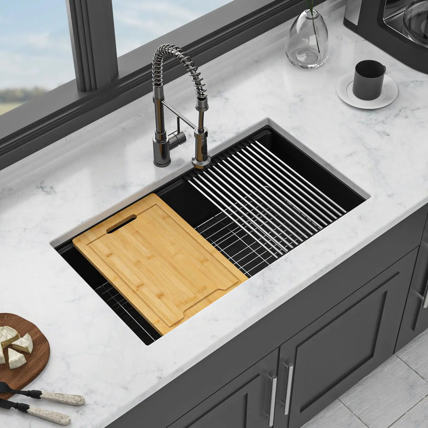 Quartz Kitchen Sink, Composite Workstation, Undermount by HouseOfZazla