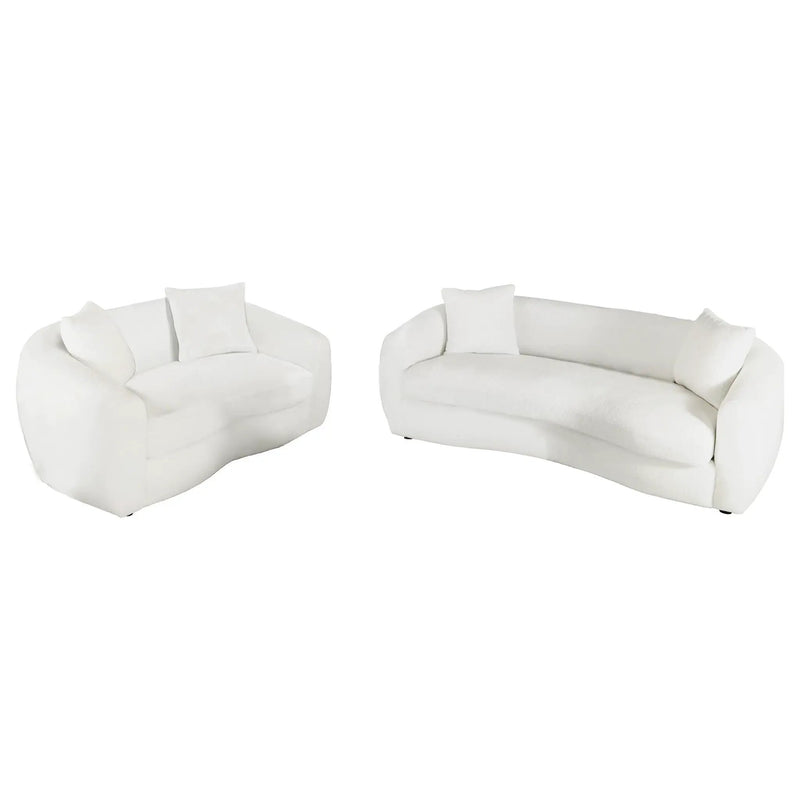 Isabella 2-piece Faux Sheepskin Upholstered Sofa Set Natural by Unique Piece Furniture