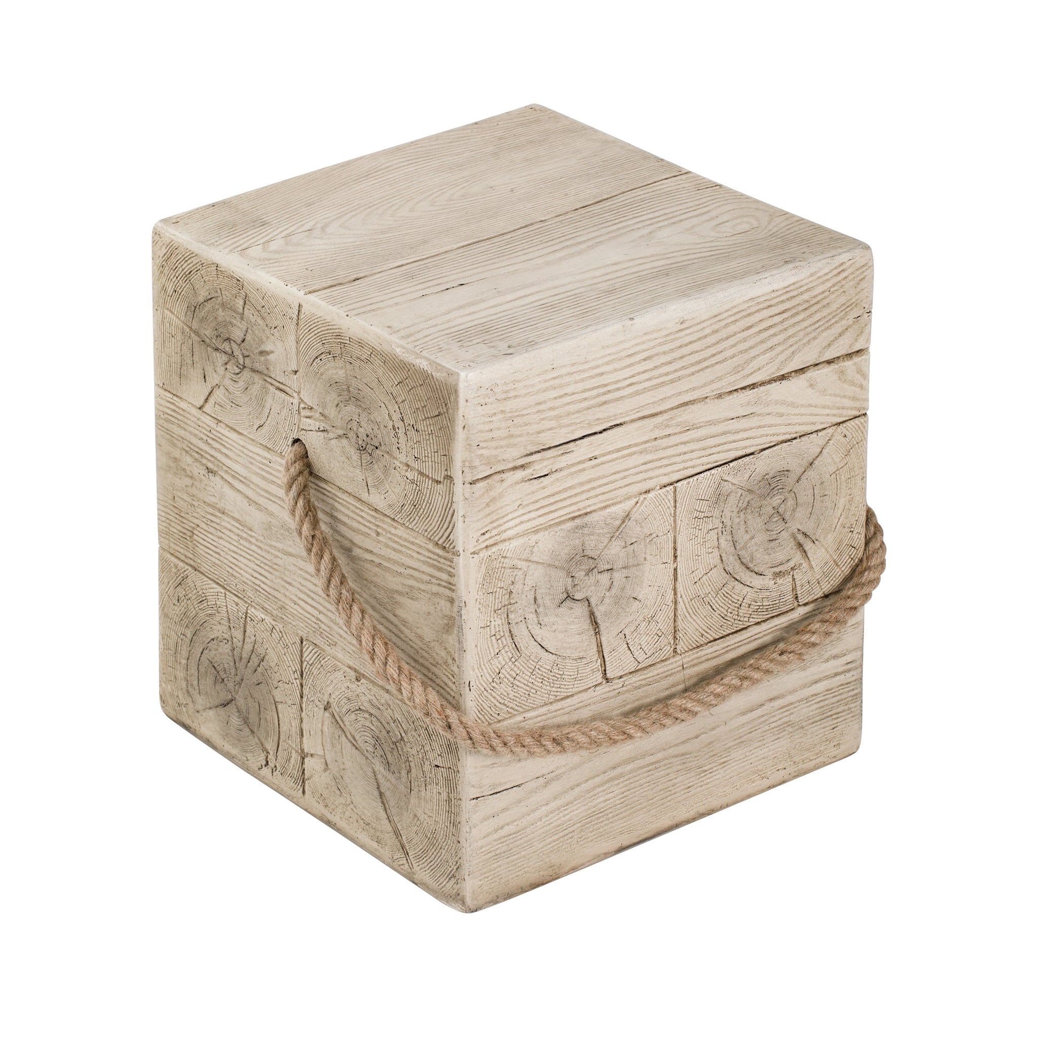 Outdoor Wood Grain Square MGO Side Table with Simulated Braided Cord by HouseOfZazla