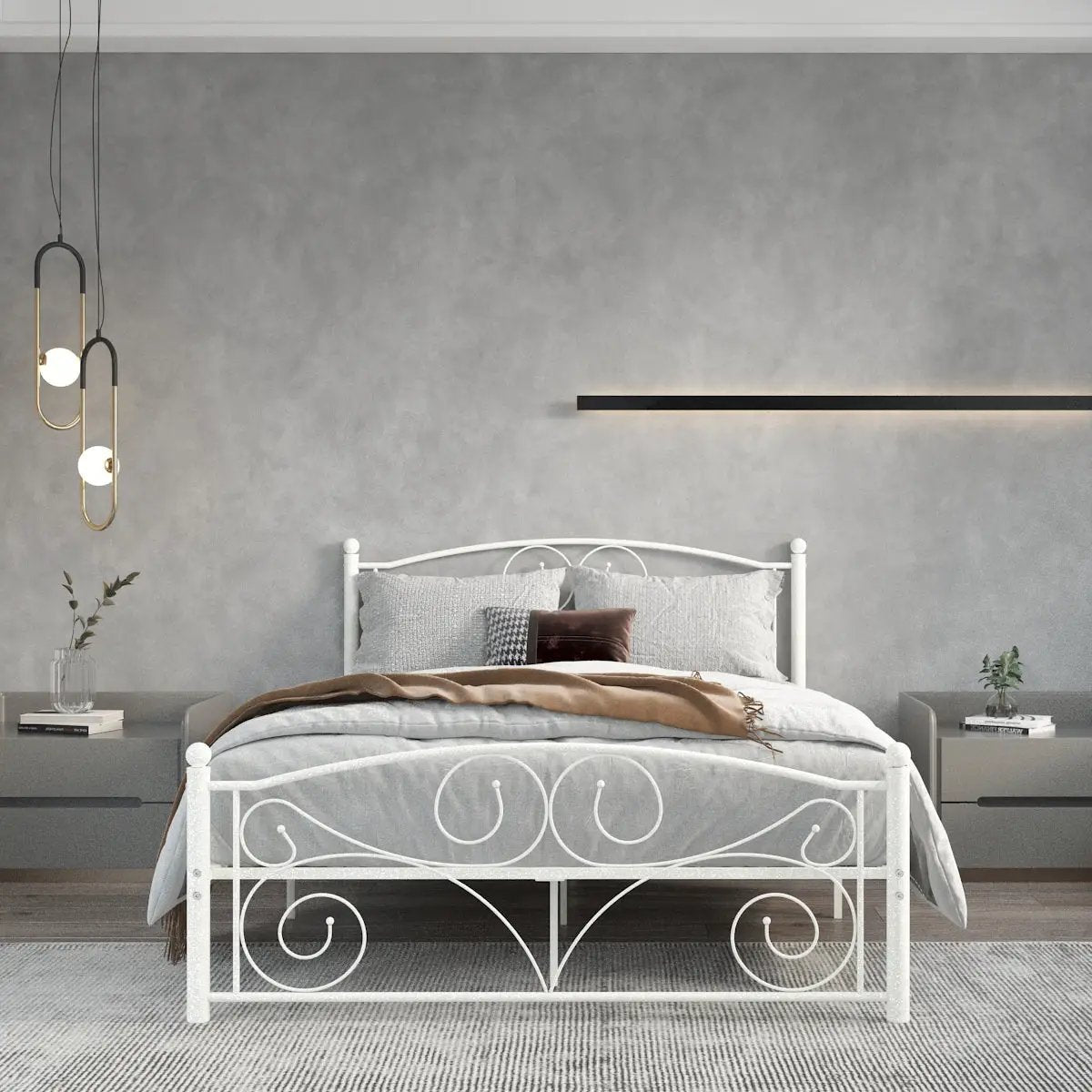 Full Size Unique Flower Sturdy System Metal Bed Frame with Headboard by HouseOfZazla