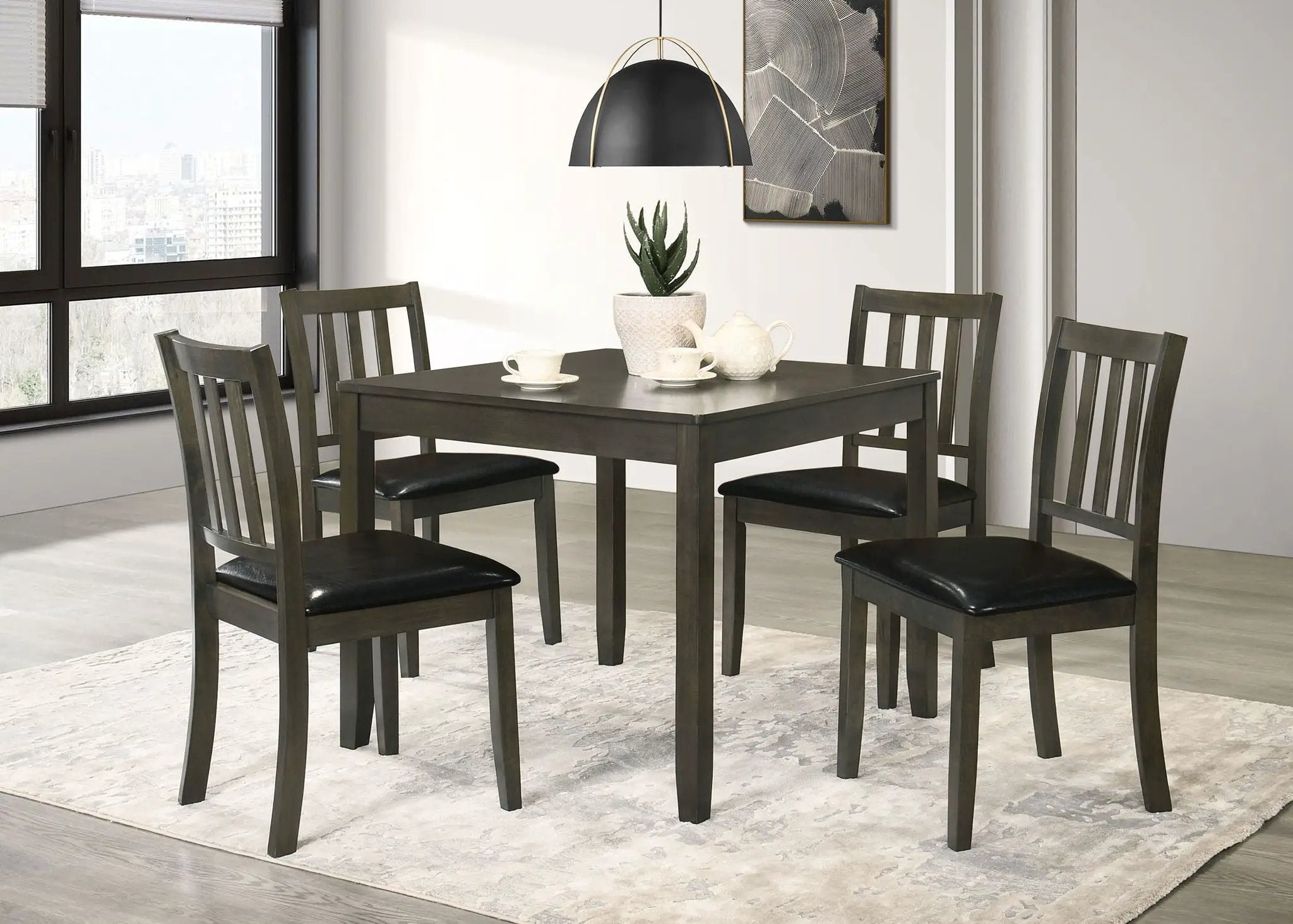 Parkwood 5-piece Square Dining Table Set Charcoal by Unique Piece Furniture