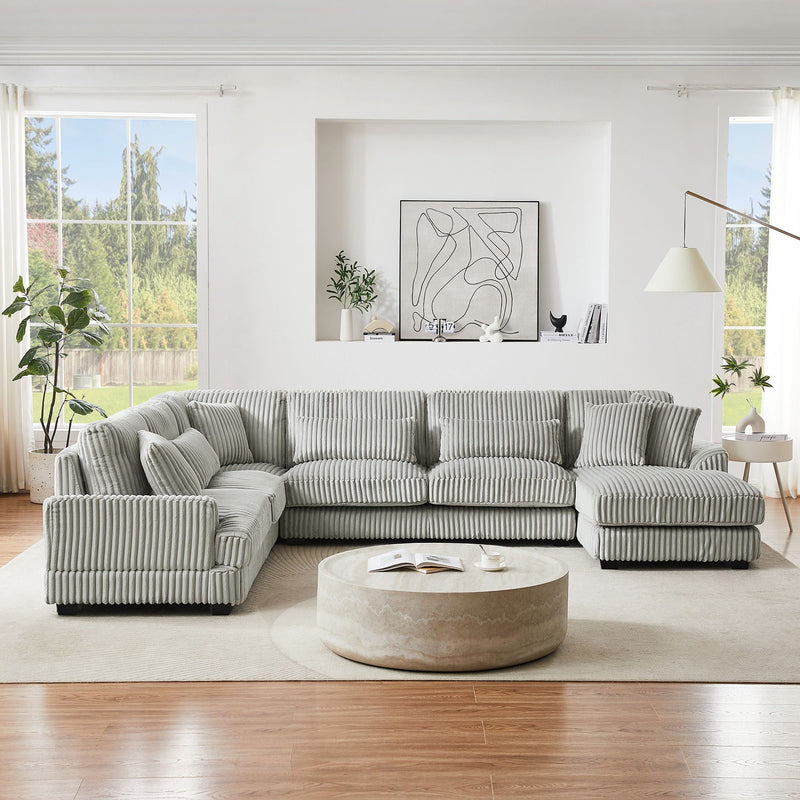 U - Shaped Sectional Sofa With Chaise Lounge, Oversized Living Room Sofa - Gray by HouseOfZazla