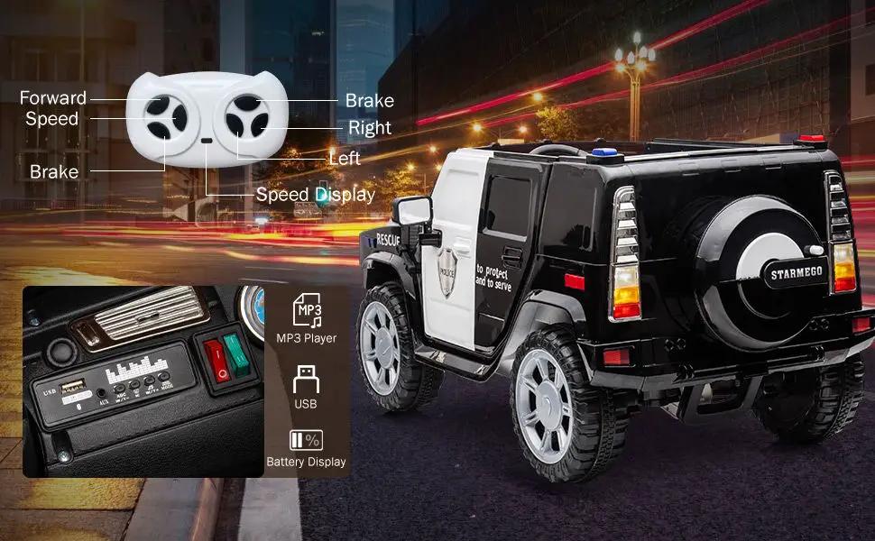 12V7A 30W*2 Four-Wheel Drive Seat One Button Start, Forward And Backward, High And Low Speed, Music, Front Light, Power Display, Two Doors Can Open, 2.4G R / C, Seat Belt Four Wheel Absorber by HouseOfZazla