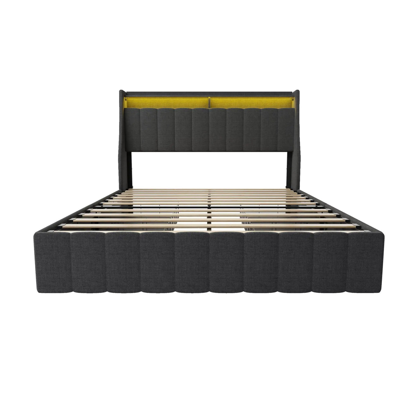 Bed With LED Lights, 4 Drawers, Winged Headboard Upholstered by Unique Piece Furniture