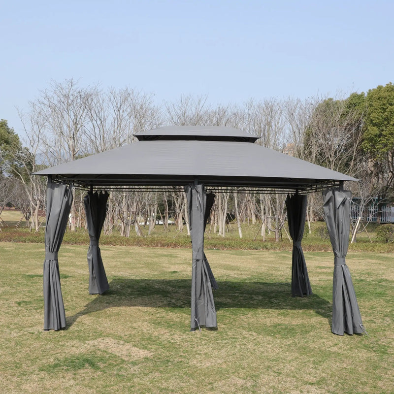 13x10 Ft Outdoor Patio Gazebo Canopy Tent with Ventilated Double Roof and Side Wall by HouseOfZazla