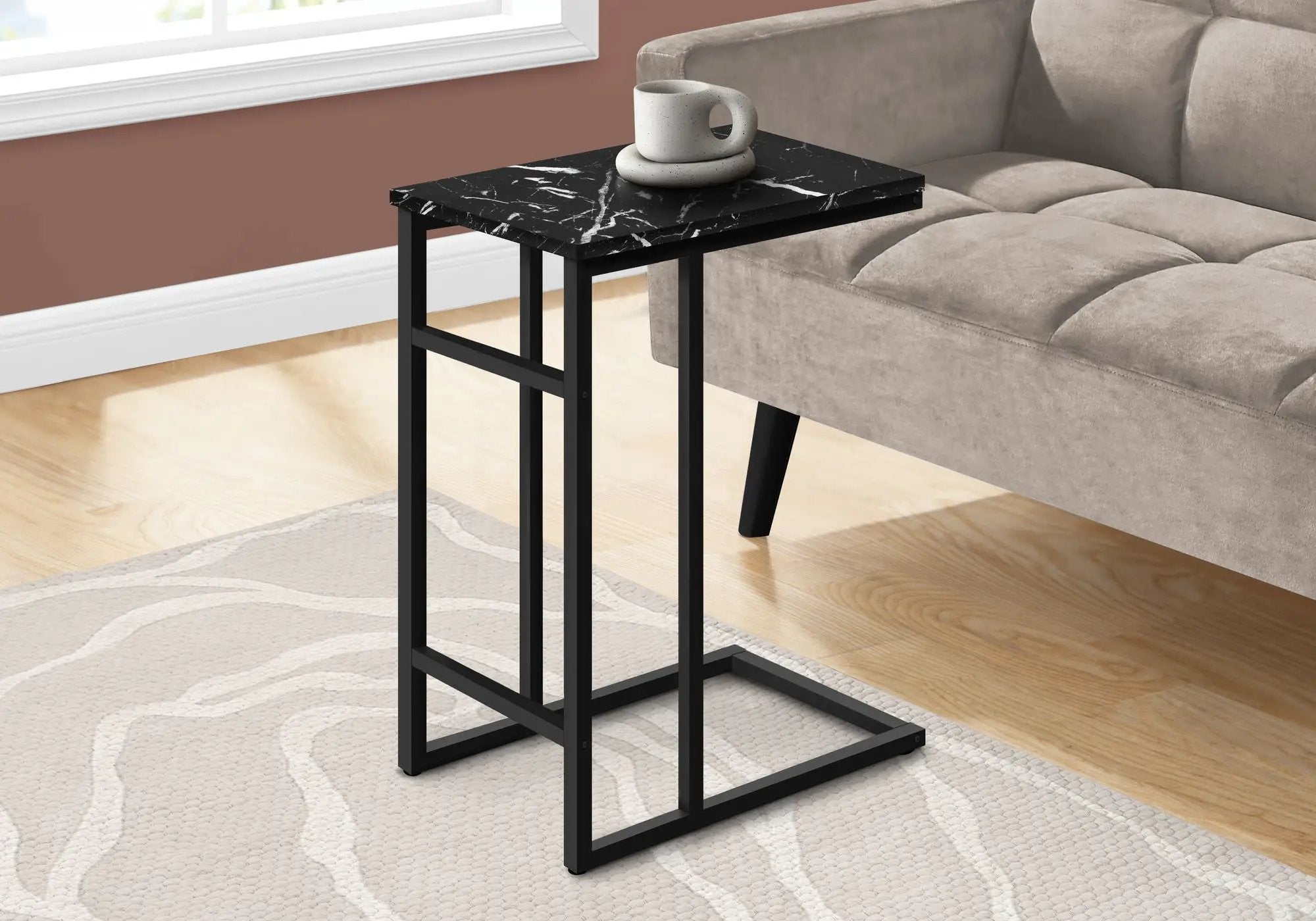 Accent Table, C-Shaped, Modern Design - Black by HouseOfZazla