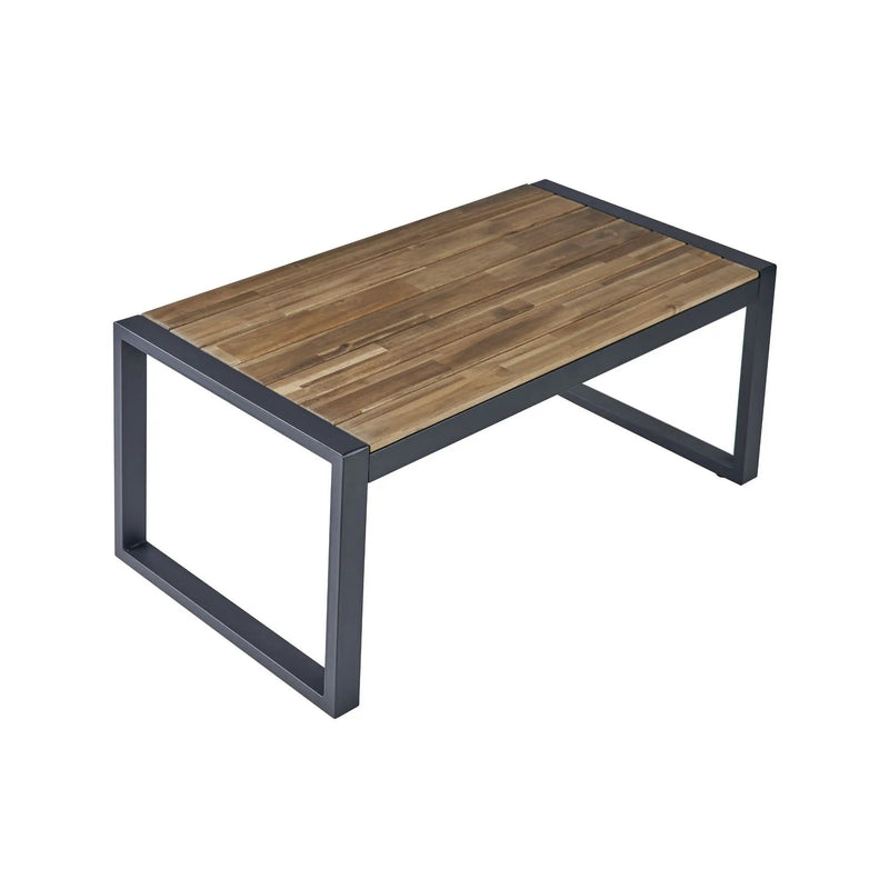 4 Piece Patio Furniture Set With Acacia Wood Table Top And Cushions by HouseOfZazla