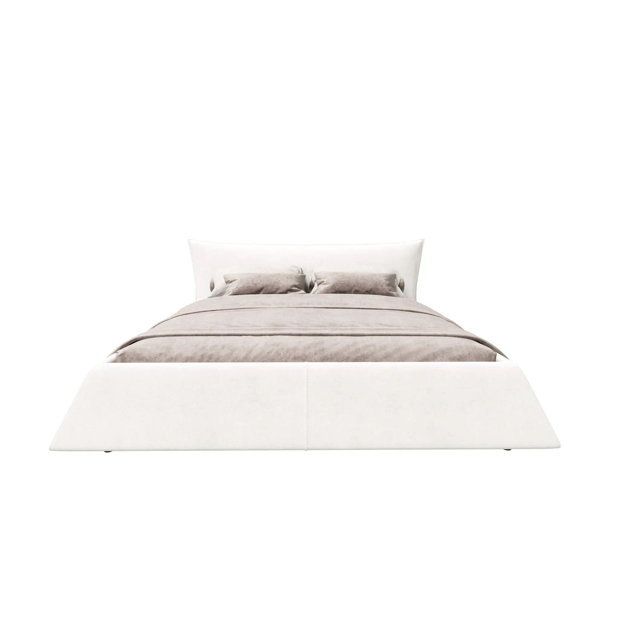 Upholstered Platform Bed With Special Shaped Headboard