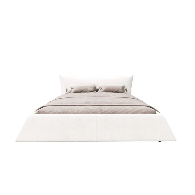 Upholstered Platform Bed With Special Shaped Headboard