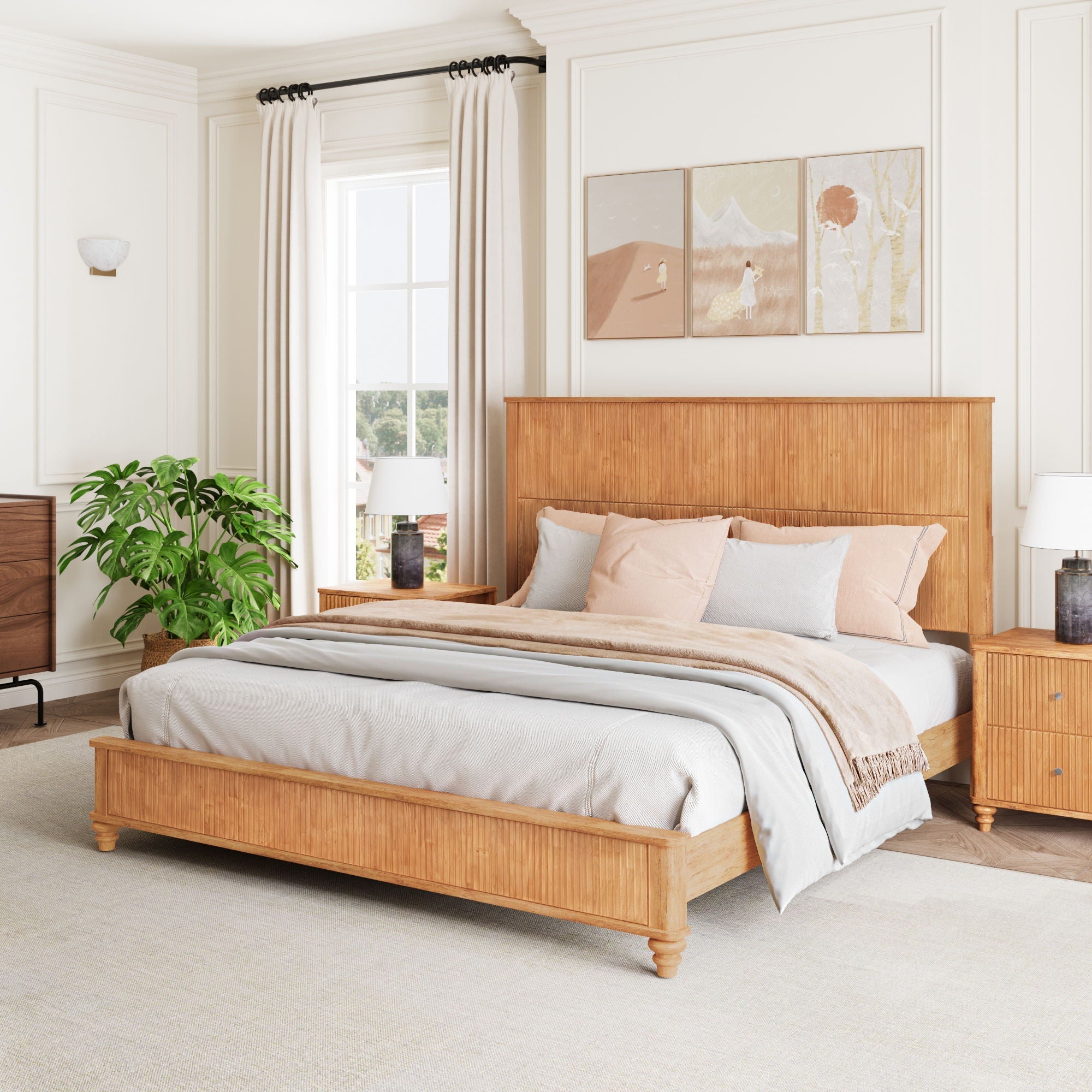 Platform Bed Frame & Tall Headboard by HouseOfZazla