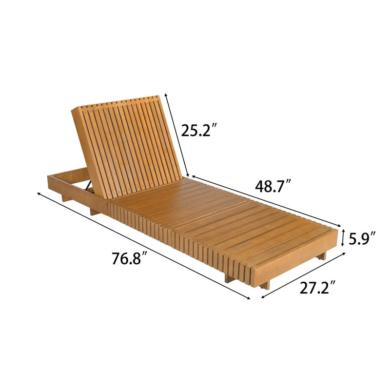 Lounge Chaise Set, Acacia Solid Wood with Lounge Cushion by HouseOfZazla