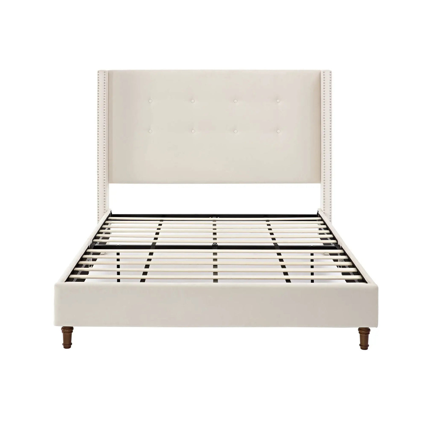 Peyton - Upholstered Bed With 54" High Headboard, Traditional Hand Buttoned Tufting by HouseOfZazla
