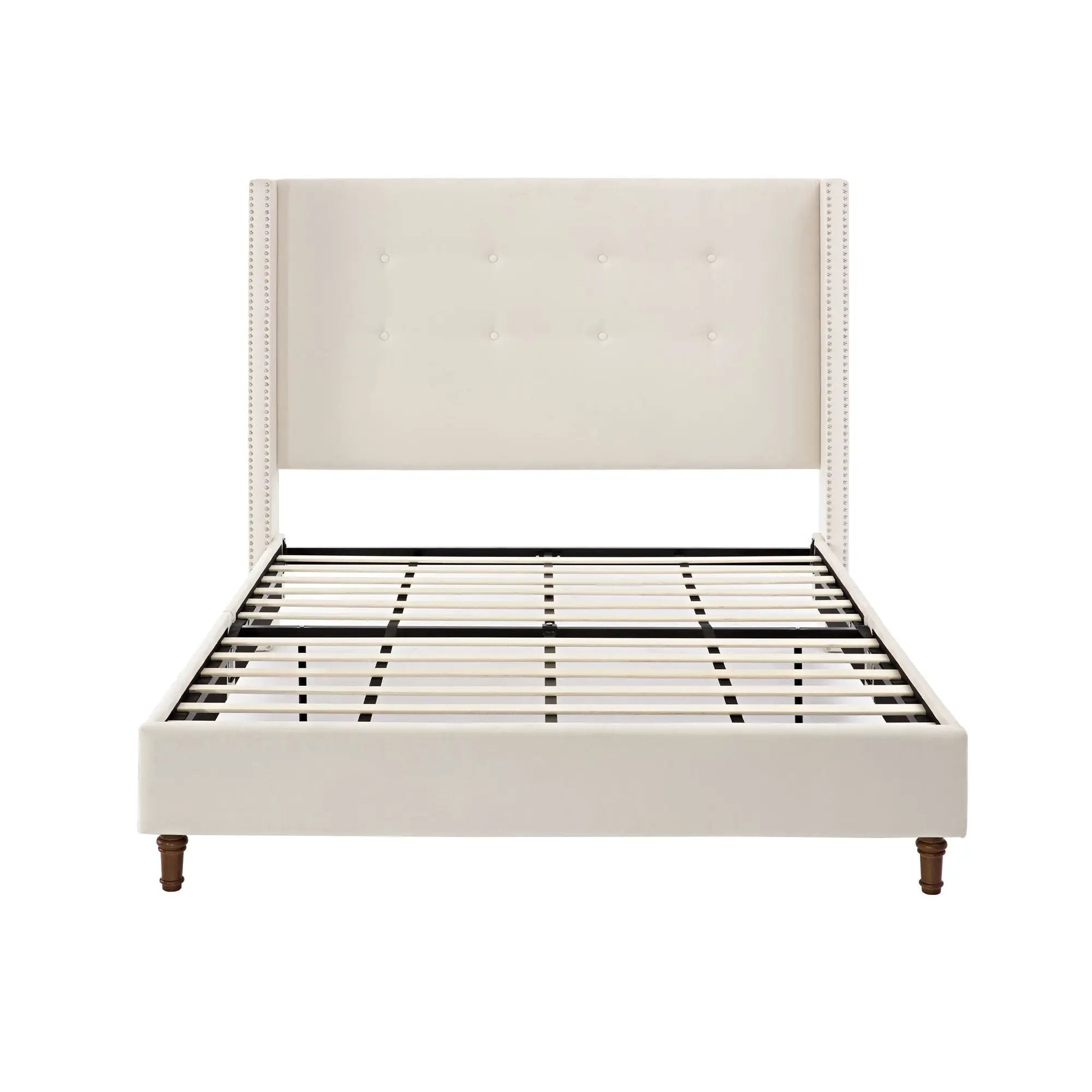 Peyton - Upholstered Bed With 54" High Headboard, Traditional Hand Buttoned Tufting by HouseOfZazla
