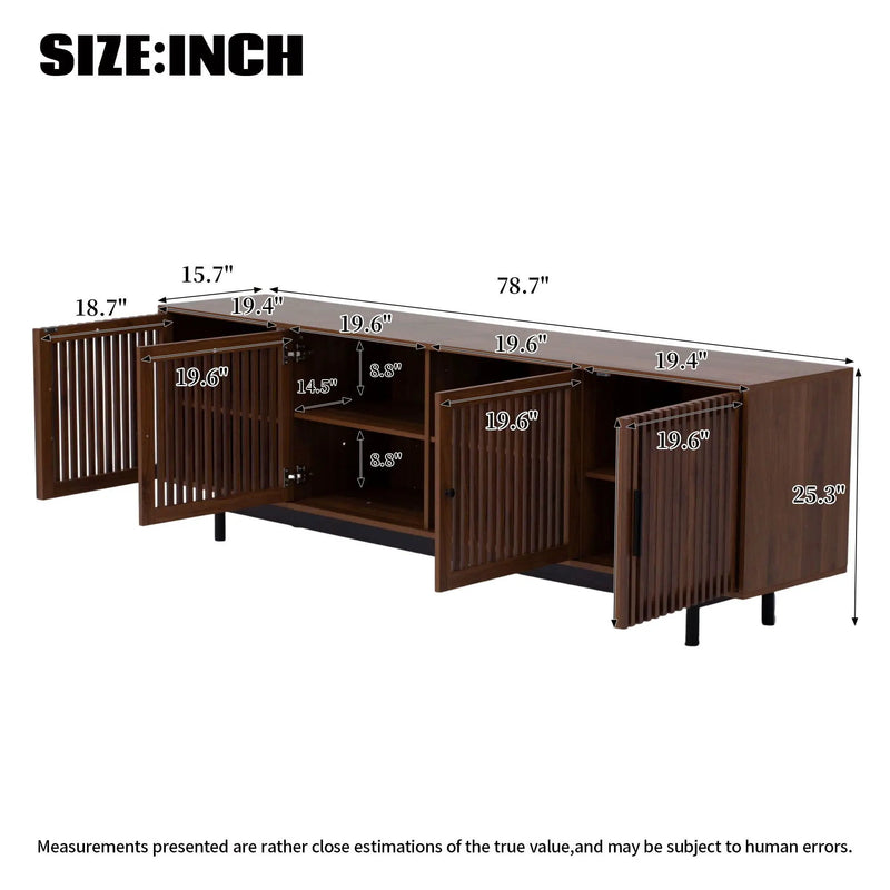 TV Stand For TVs, Entertainment Center With Closed Storage & Cable Management, Soft Closing Hinges - Walnut by HouseOfZazla