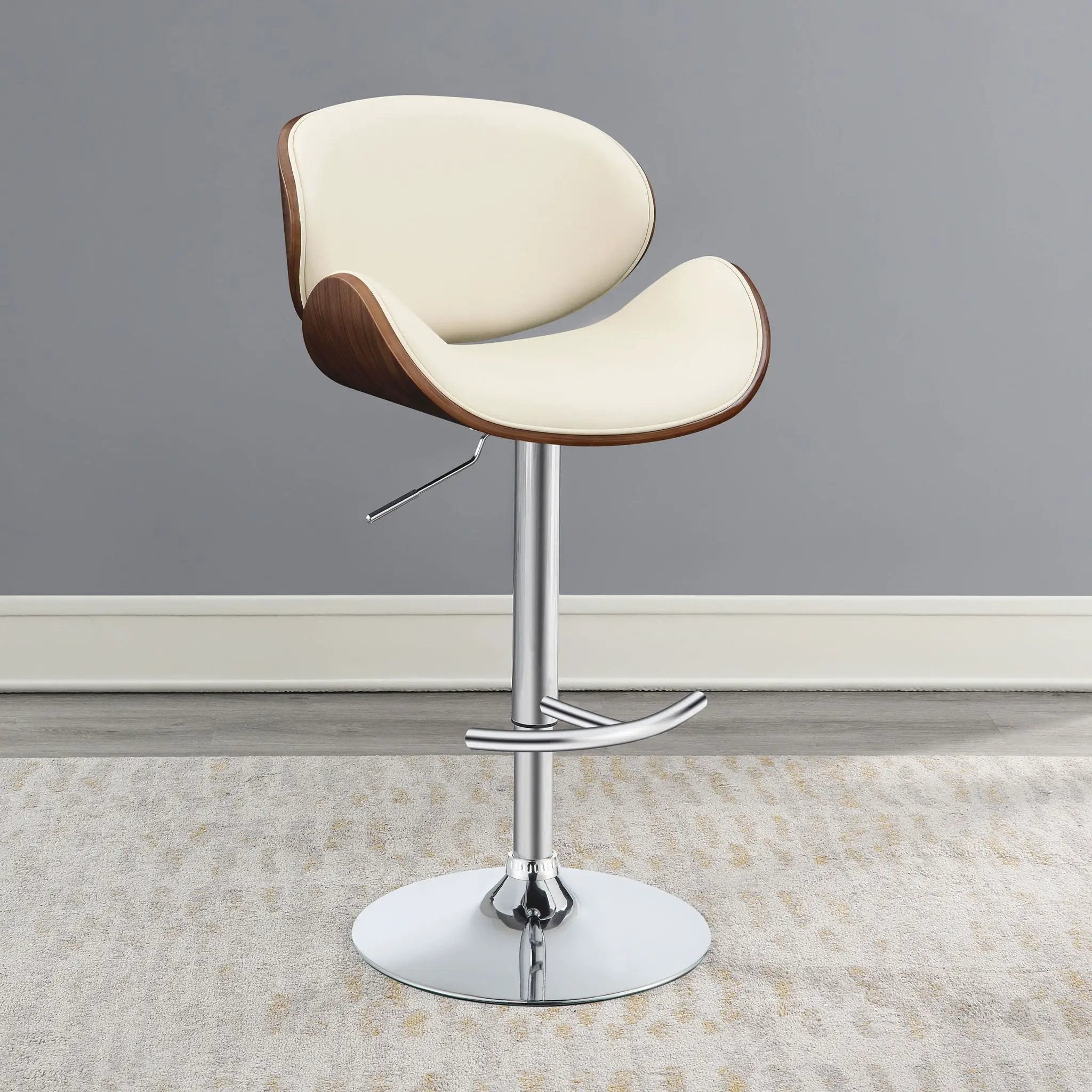 Adjustable Bar Stool With Upholstery - Ivory by HouseOfZazla