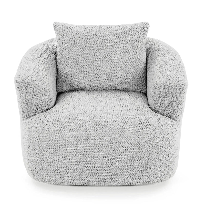 360° Swivel Barrel Sofa Chair With Throw Pillow, Upholstered Accent Chair by HouseOfZazla