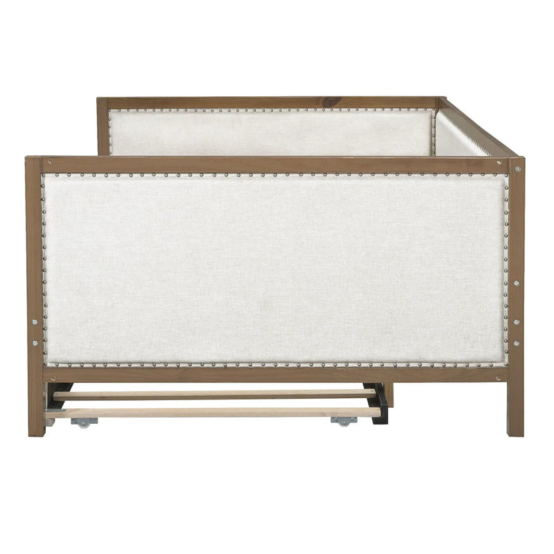 Full Size Daybed With Trundle And Nailhead Decoration - Wood by Unique Piece Furniture