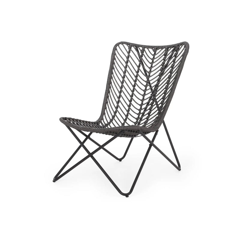Outdoor Wicker Chair With Geometric Cross Base, Set of 2 - Gray by HouseOfZazla