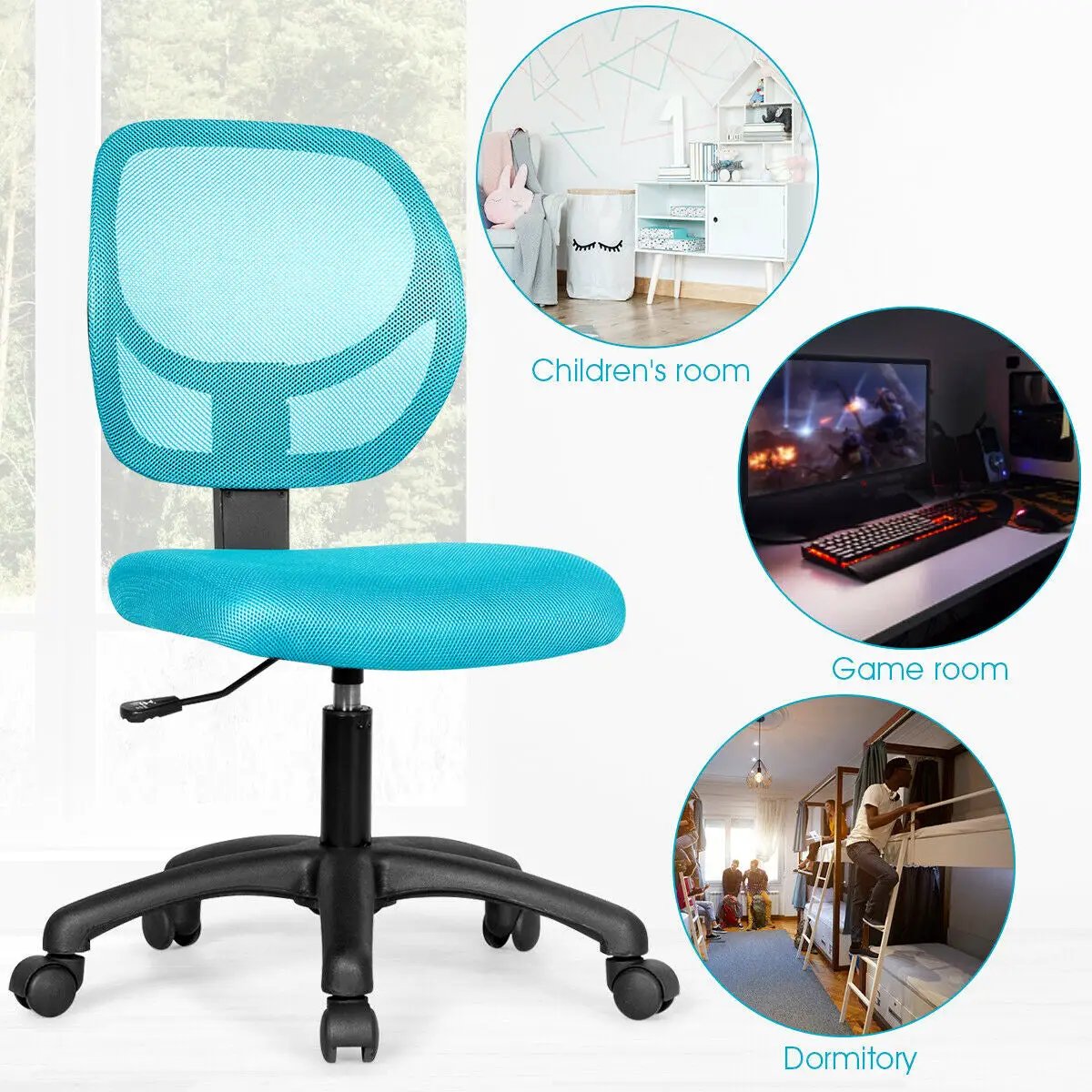 Low-back Computer Task Chair with Adjustable Height and Swivel Casters, photo 23 of 24