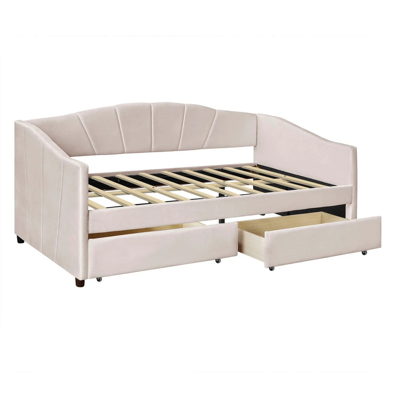 Upholstered Daybed With Two Drawers And Wood Slat by Unique Piece Furniture