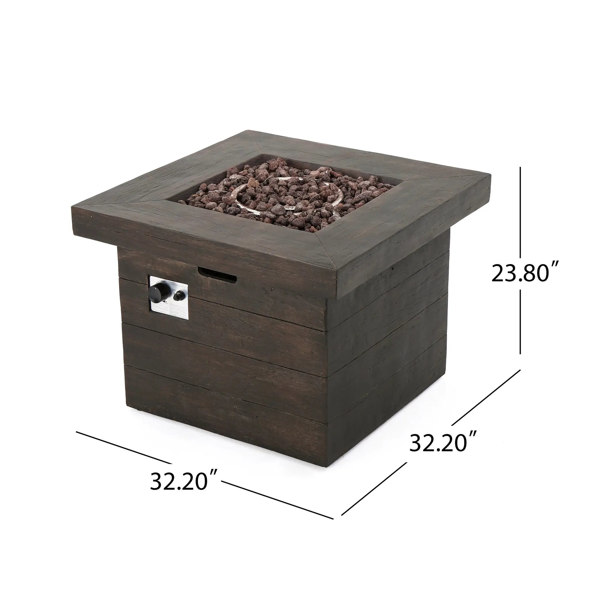 Anchorage 32'' Wood Square MGO Fire Pit Brown - 40,000 BTU by HouseOfZazla