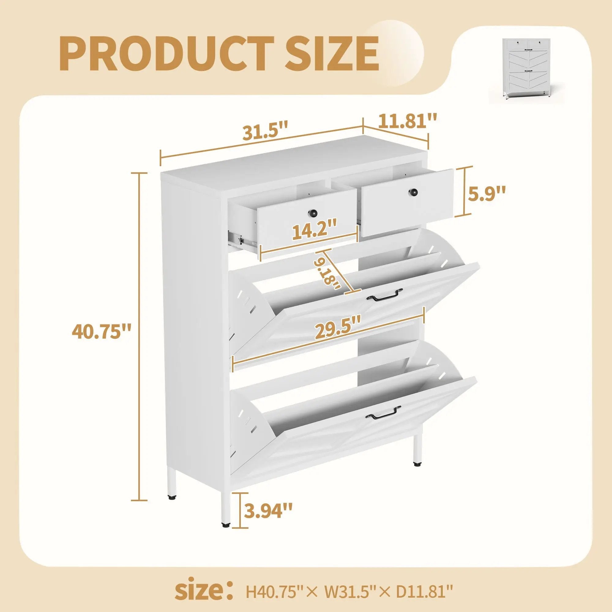 Shoe Cabinet With Flip Drawers by Unique Piece Furniture