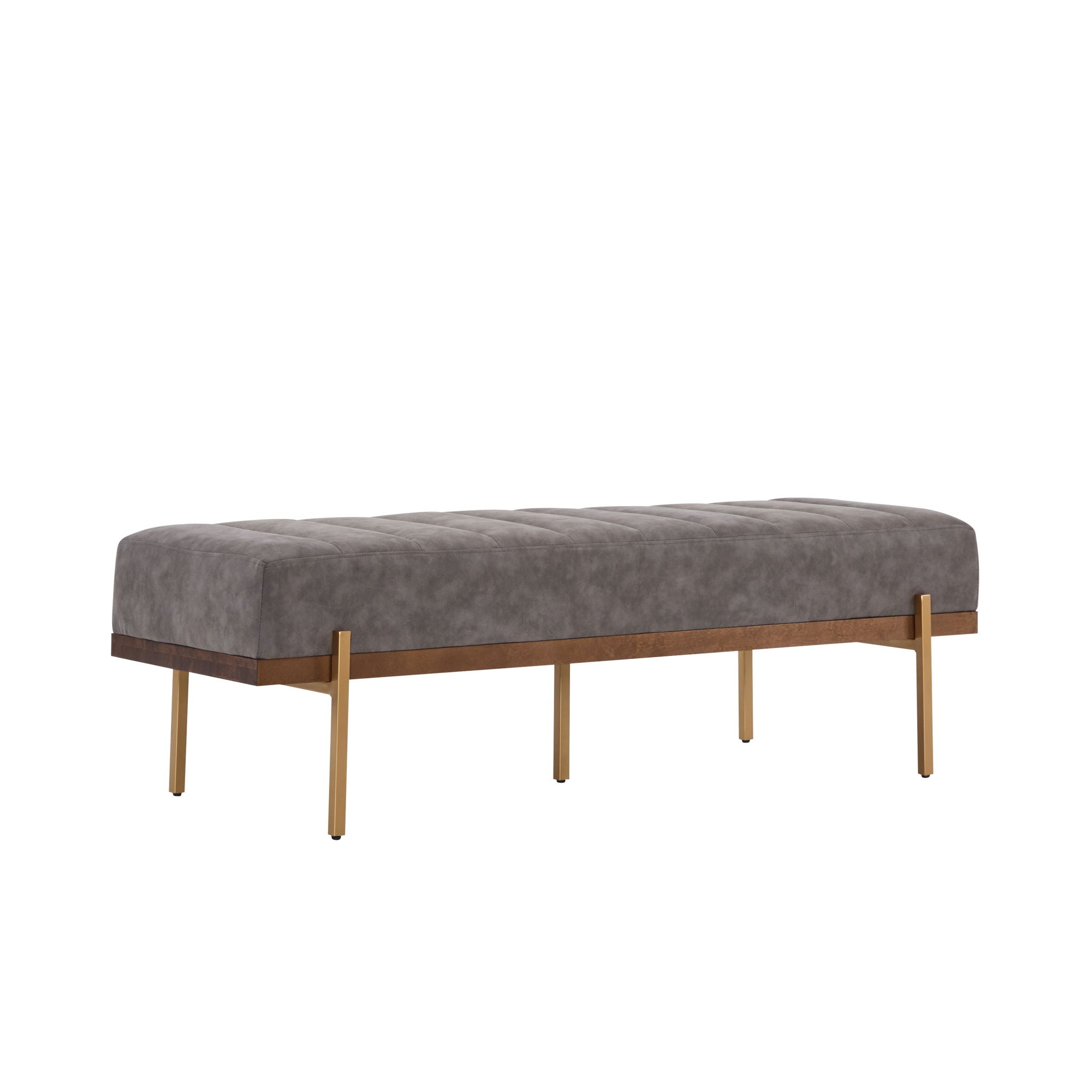 Thorian Luxury Upholstered Ottoman Bench with Channel Tufting and Metal Base by HouseOfZazla