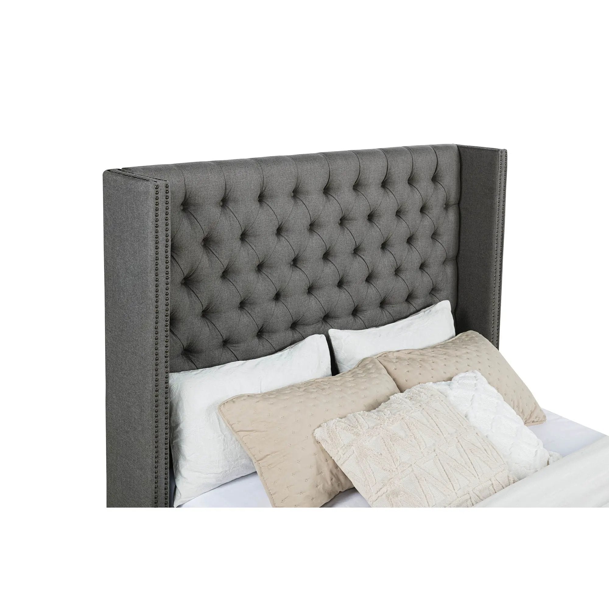 Lendra - Upholstered Wingback Bed With Tufted Headboard by HouseOfZazla