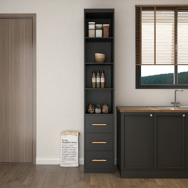 85.04" Tall Storage Cabinet with Drawer and Shelves by HouseOfZazla