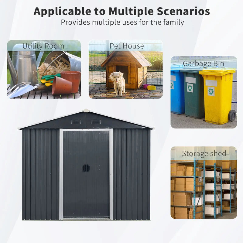 Outdoor Metal Storage Shed With Sliding Door And Foundation For Backyard, Patio, Lawn by HouseOfZazla