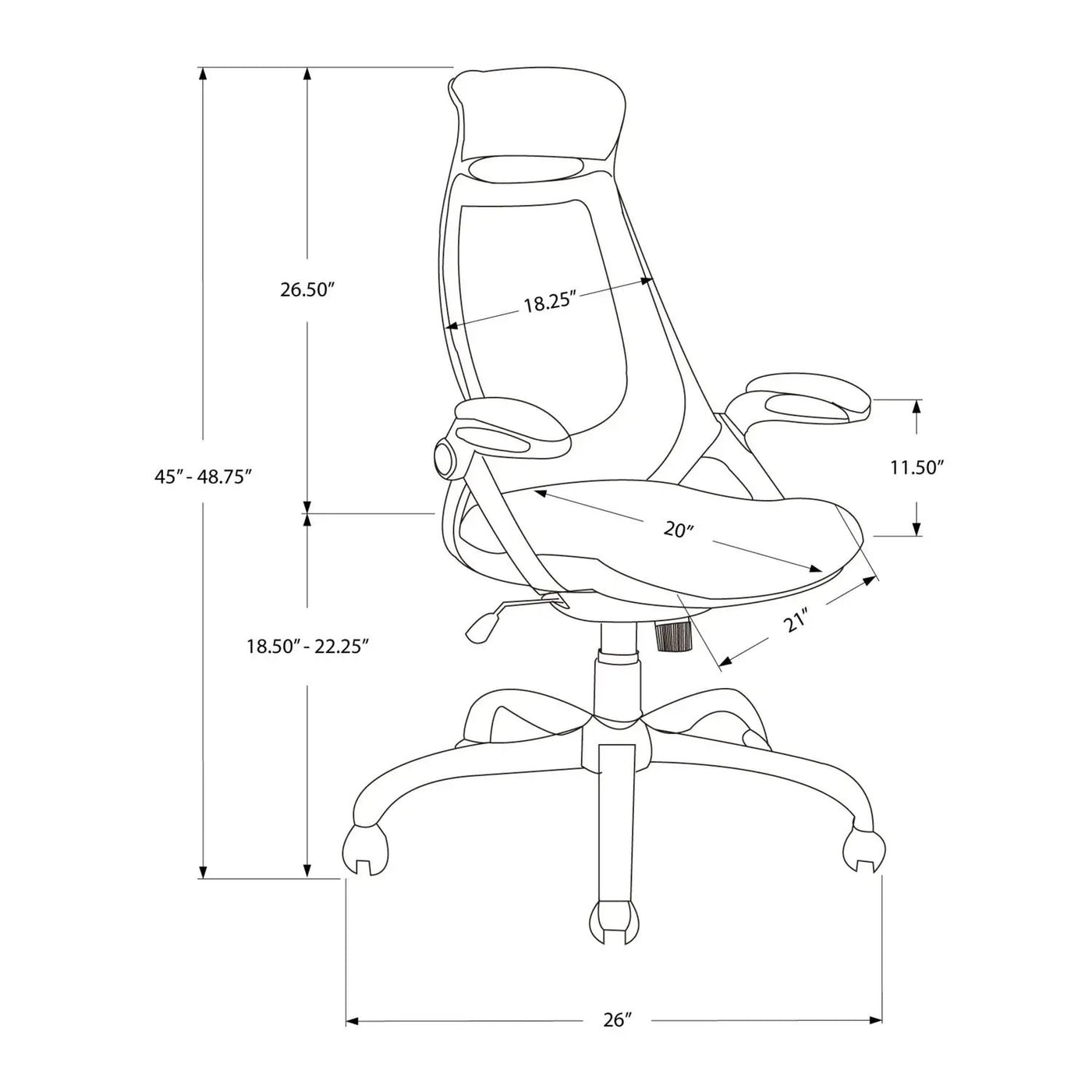 Office Chair, Adjustable Height, Swivel, Ergonomic, Armrests, Contemporary & Modern by Unique Piece Furniture
