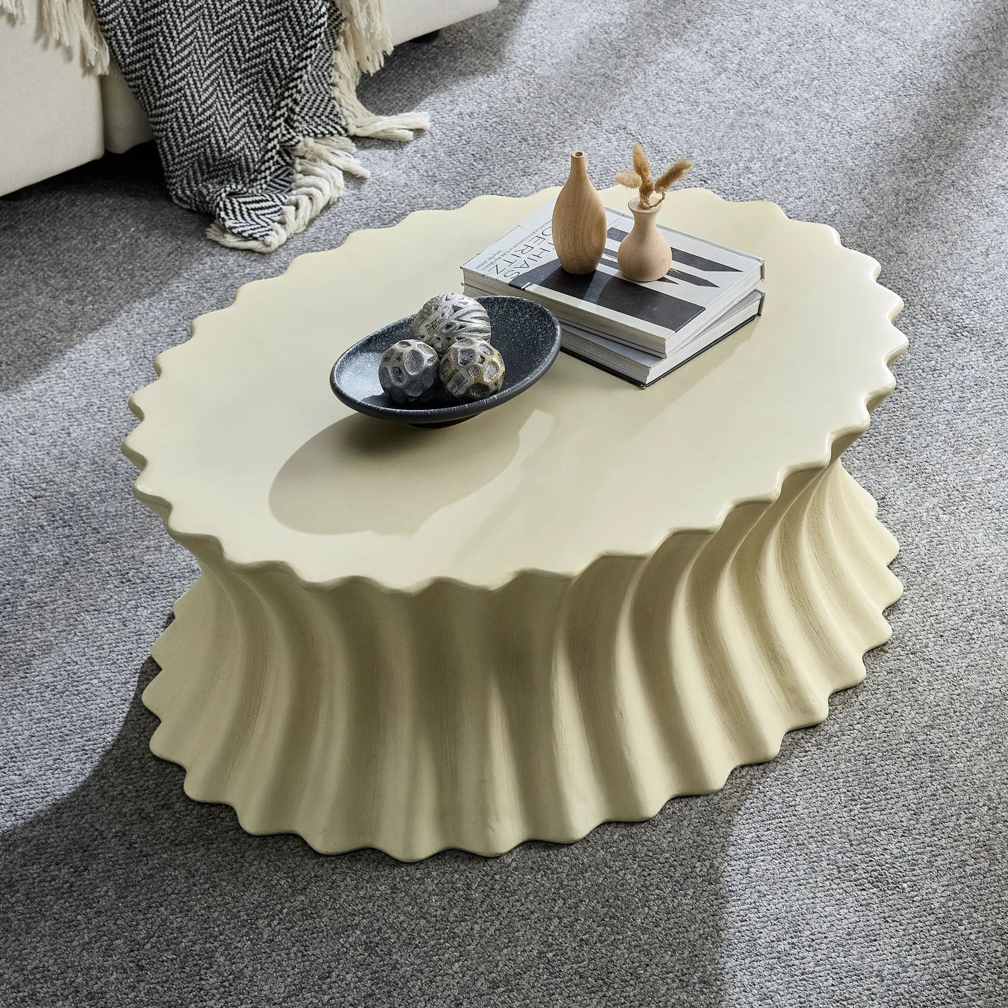 35.04 Inch Oval Coffee Table - Vintage Sturdy Fiberglass by HouseOfZazla
