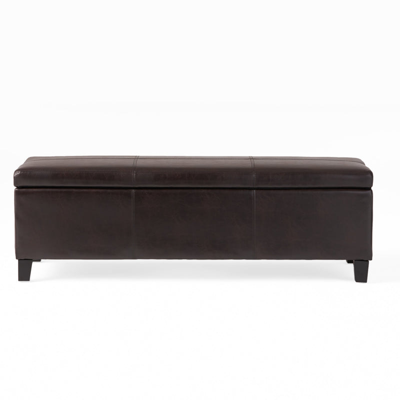 Upholstered PU Leather Storage Ottoman with Solid Wooden Legs by HouseOfZazla