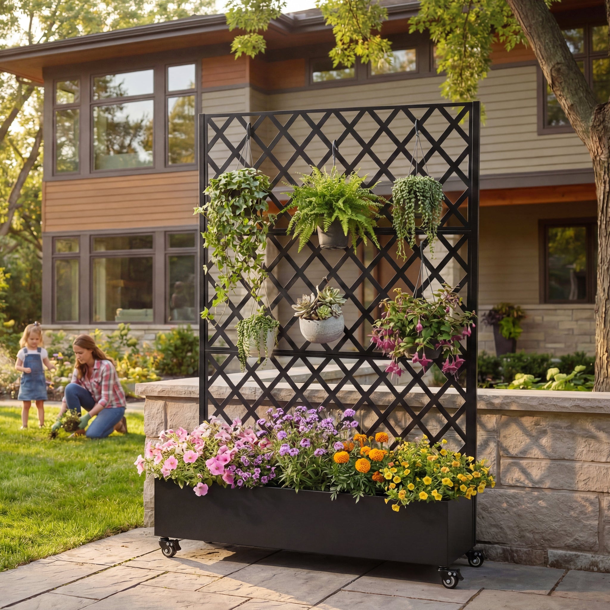 Metal Raised Garden Bed with Wheels and Trellis by HouseOfZazla
