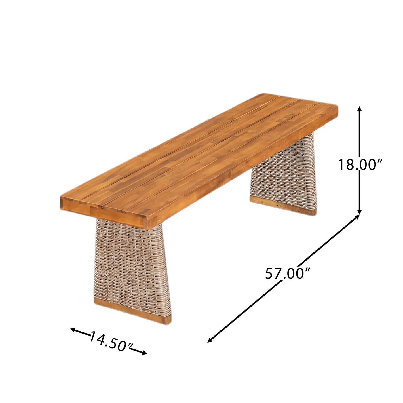 Outdoor Acacia Wood Bench Set of 2 with Teak Finish by HouseOfZazla