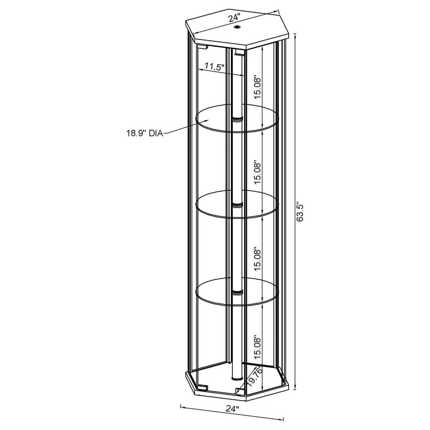Tenley - 4 Shelf Curio Cabinet With Hexagonal Design by HouseOfZazla