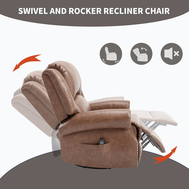 Heat Massage Manual Recliner Chair with Rocker and Swivel by HouseOfZazla