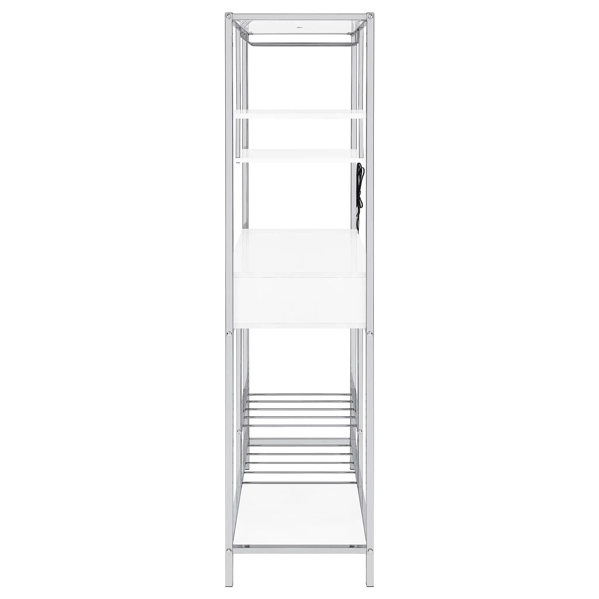 Figueroa 5-shelf LED Wine Storage Bar Cabinet White High Gloss by Unique Piece Furniture