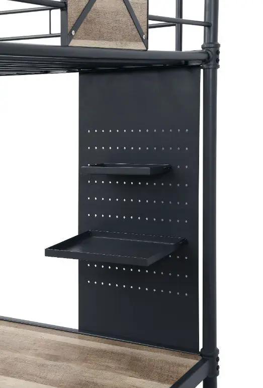 Cordelia - Twin Loft Bed With Desk - Antique Oak, Sandy Black & Dark Bronze Hand-Brushed by Unique Piece Furniture