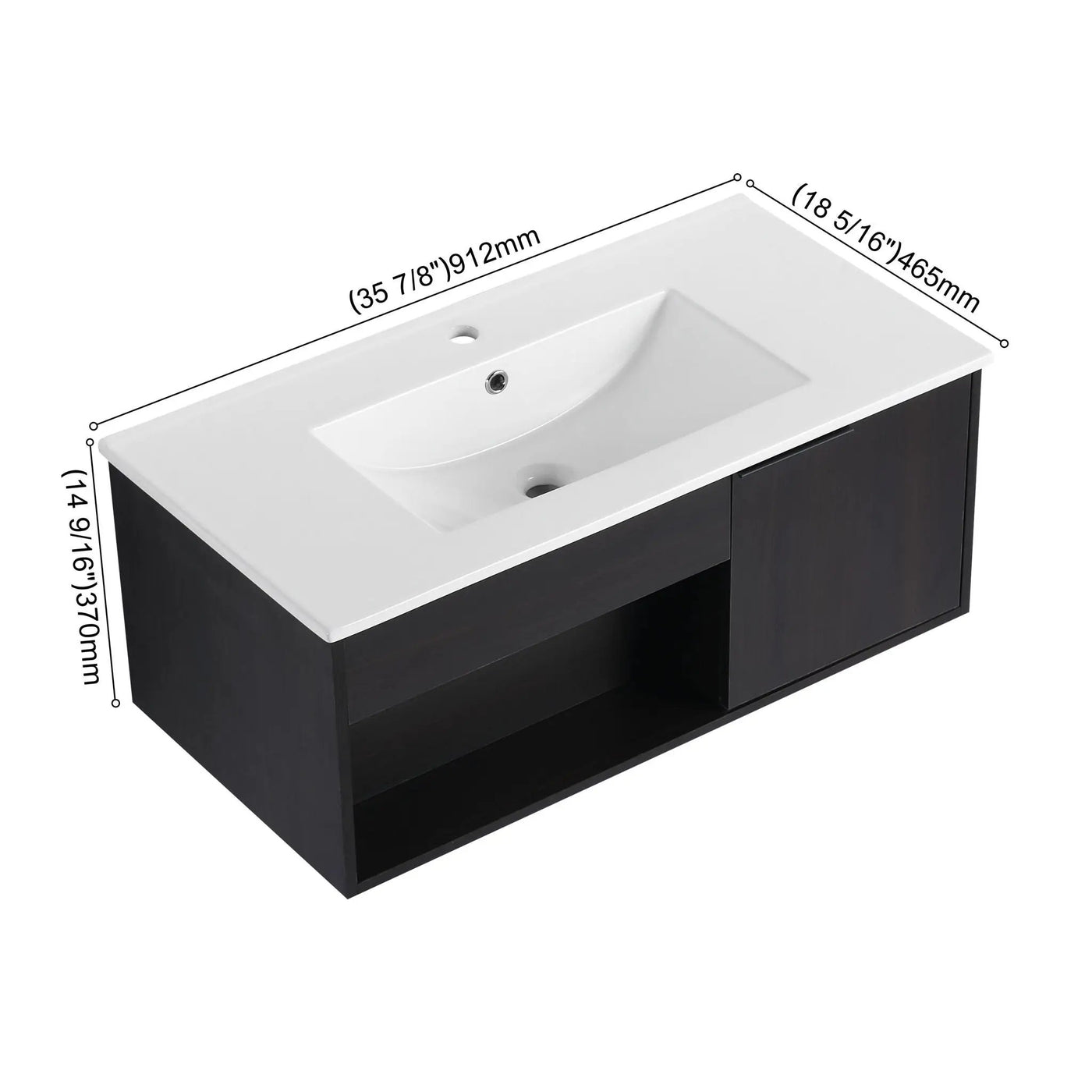 Wall Mounted Floating Bathroom Vanity With Open Shelf & Soft Close Door by Unique Piece Furniture