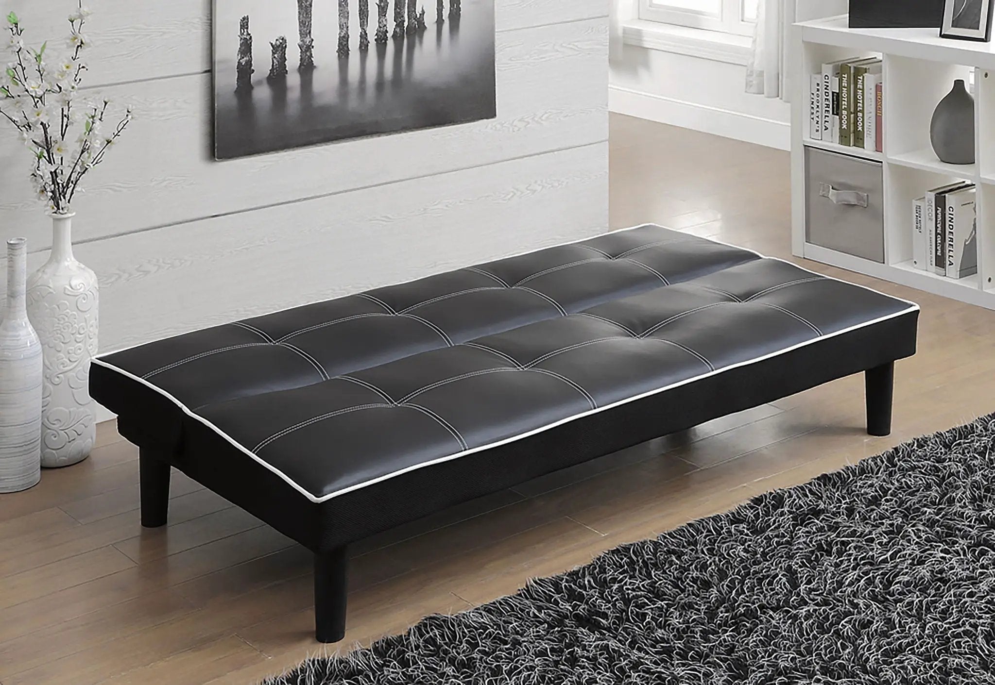 Katrina Upholstered Tufted Convertible Sofa Bed Black by Unique Piece Furniture