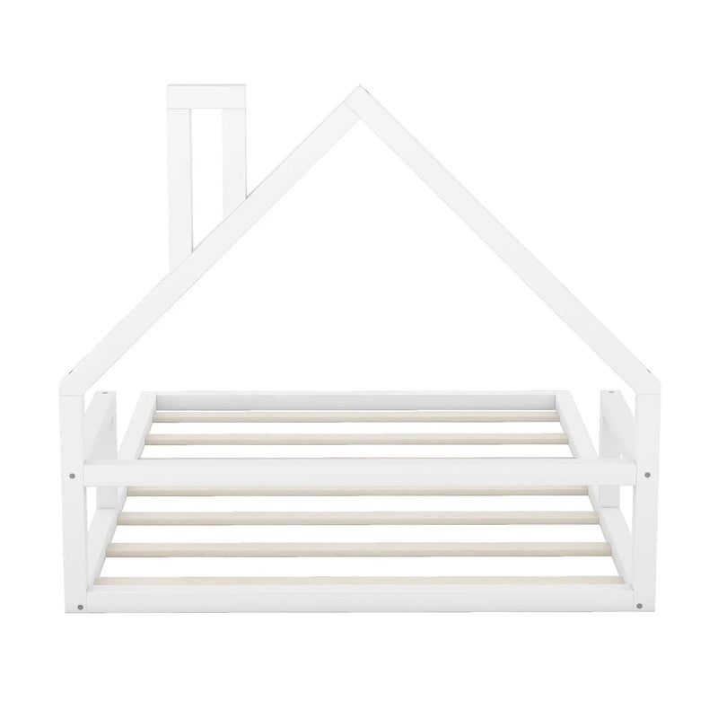 Elegant Floor Bed With House Shaped Headboard