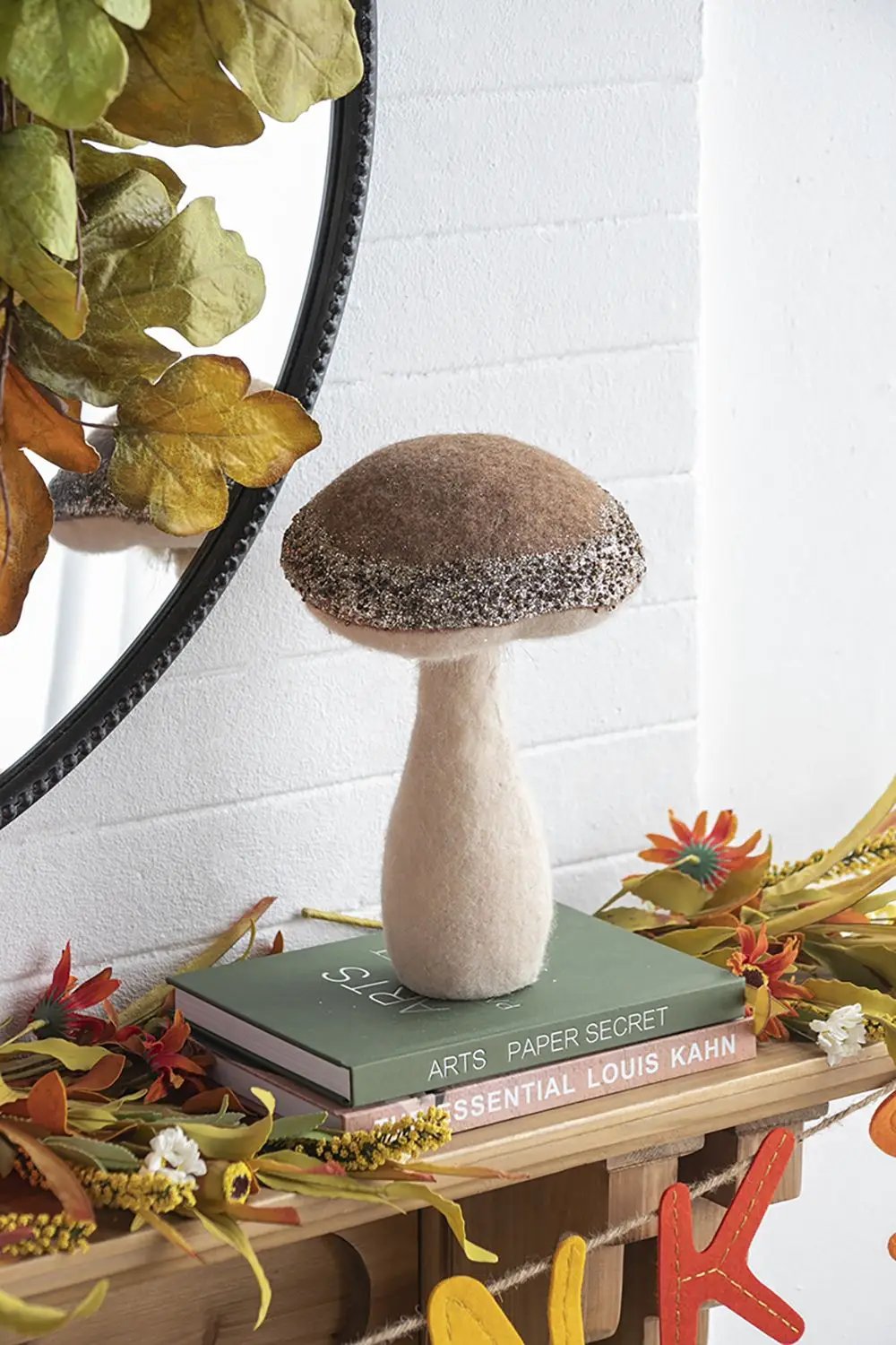 Mushroom Holiday Ornament, For Harvest Festival Fall Festival & Thanksgiving Table Decorations (Set of 2) - Beige / Light Brown by Unique Piece Furniture