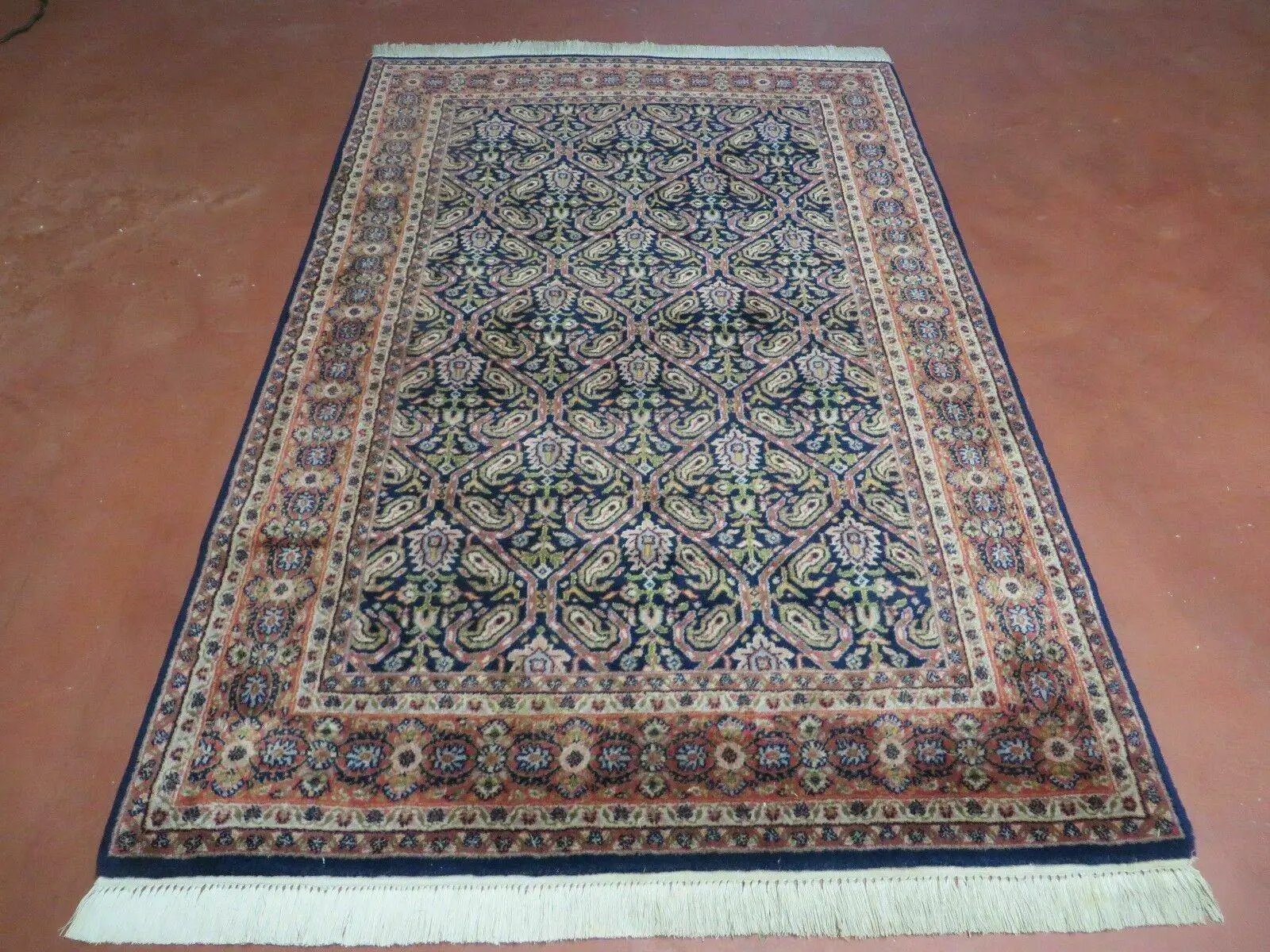 4' X 6' Vintage Fine Handmade India Floral Oriental Wool Rug Carpet Blue Red by Jewel Rugs