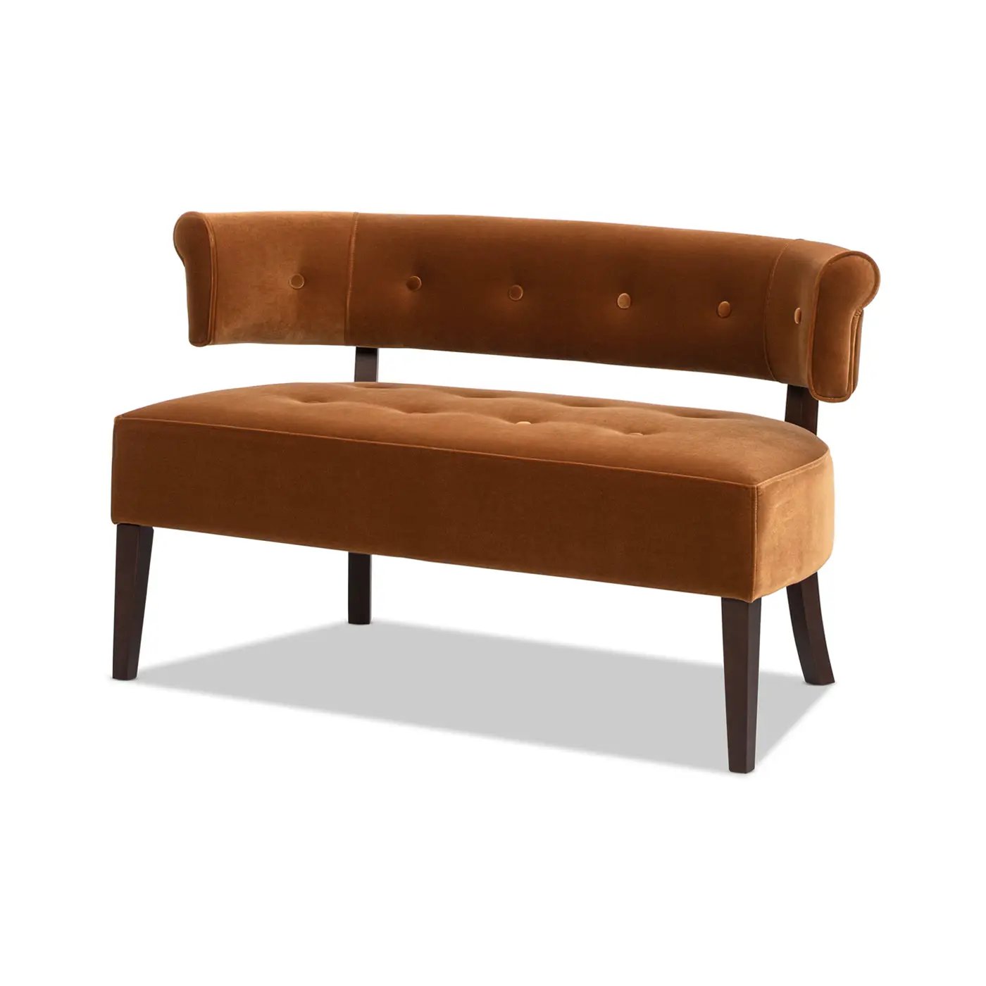 Jared Roll Arm Tufted Bench Settee, Burnt by HouseOfZazla