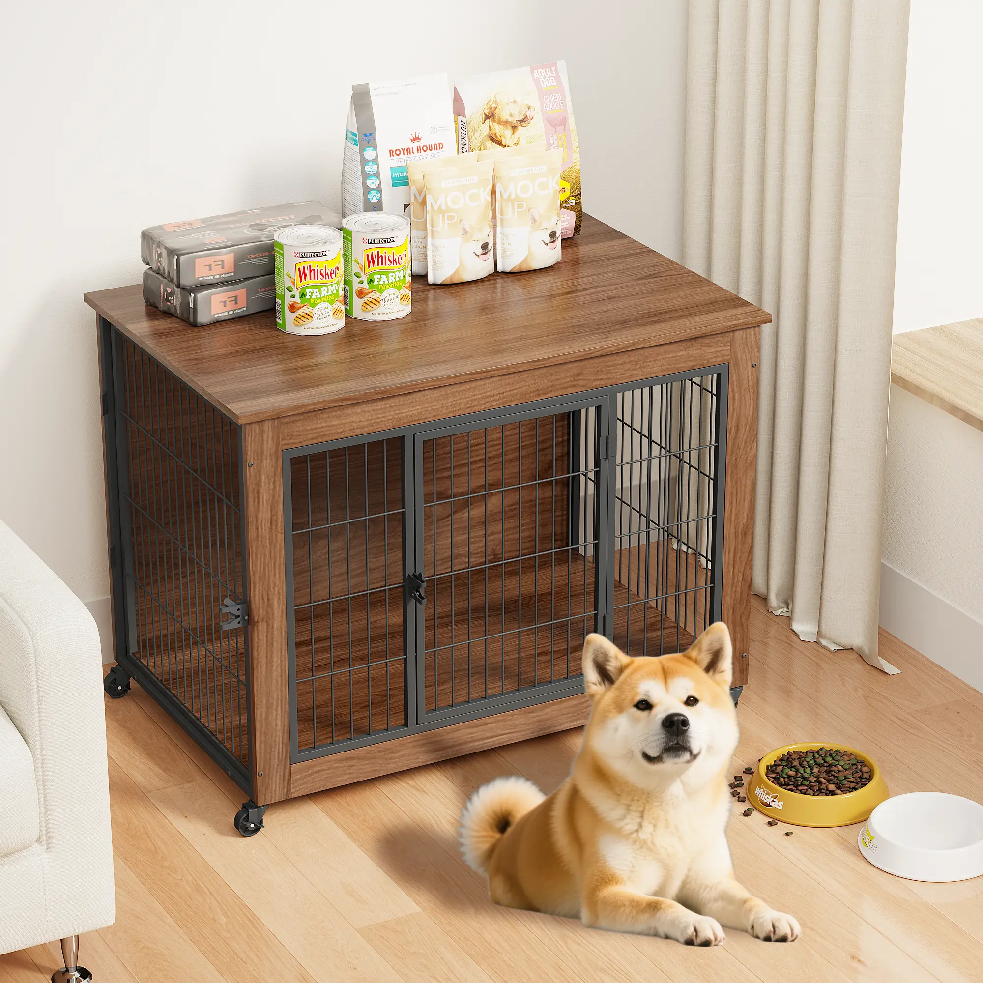 38.6" Dog Crate Furniture with Wheels for Small Dogs by HouseOfZazla