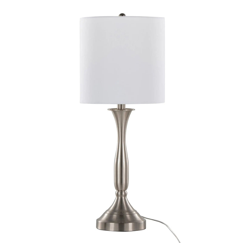 Sawyer - Contemporary Table Lamp (Set of 2) Built In USB Port - Nickel / White by HouseOfZazla