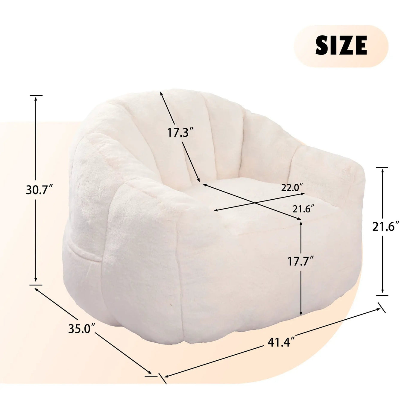 Beanbag Chair, Beanbag Sofa Chair With Armrests Stuffed High Density Foam by Unique Piece Furniture
